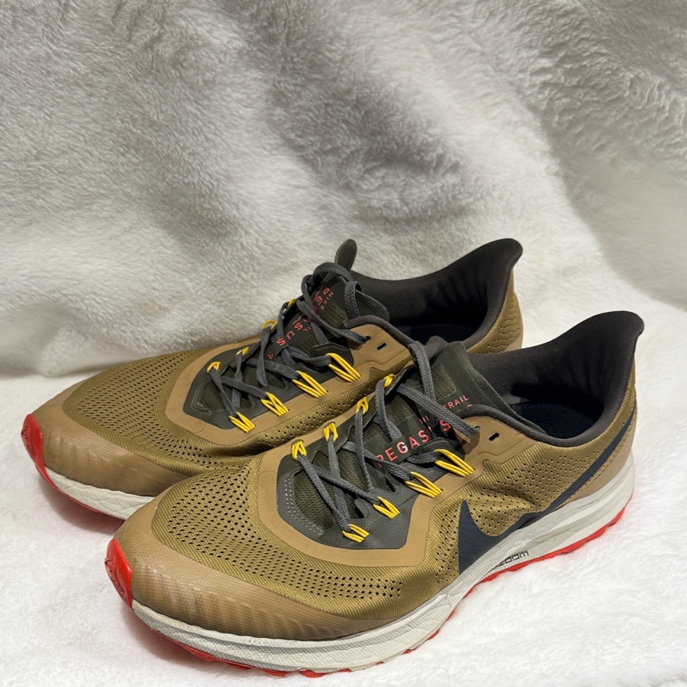Nike Pegasus 36 Trail Shoes in Tan and Red